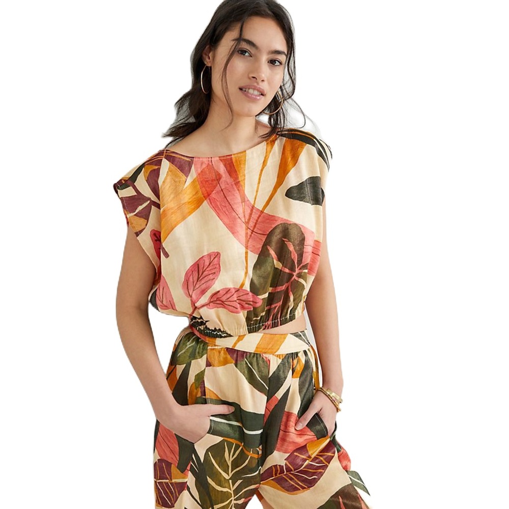 🔥NOT AVAILABLE 🔥🔥Anthropologie Palms Printed Pant Set - Picture 2 of 5
